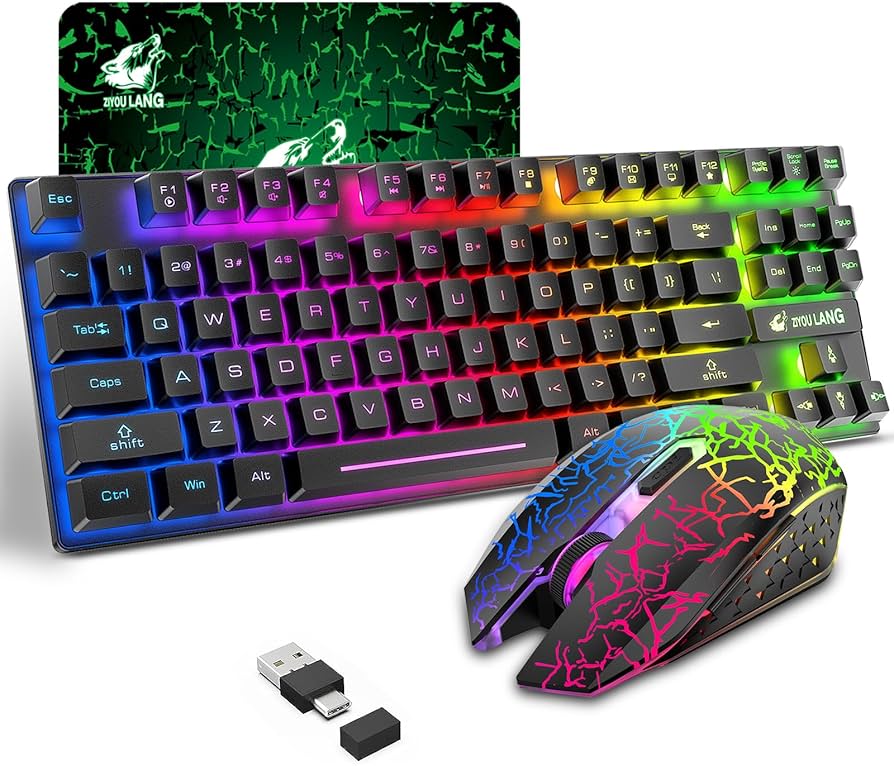 Amazon.com: Wireless Gaming Keyboard and Mouse Combo with 87 Key