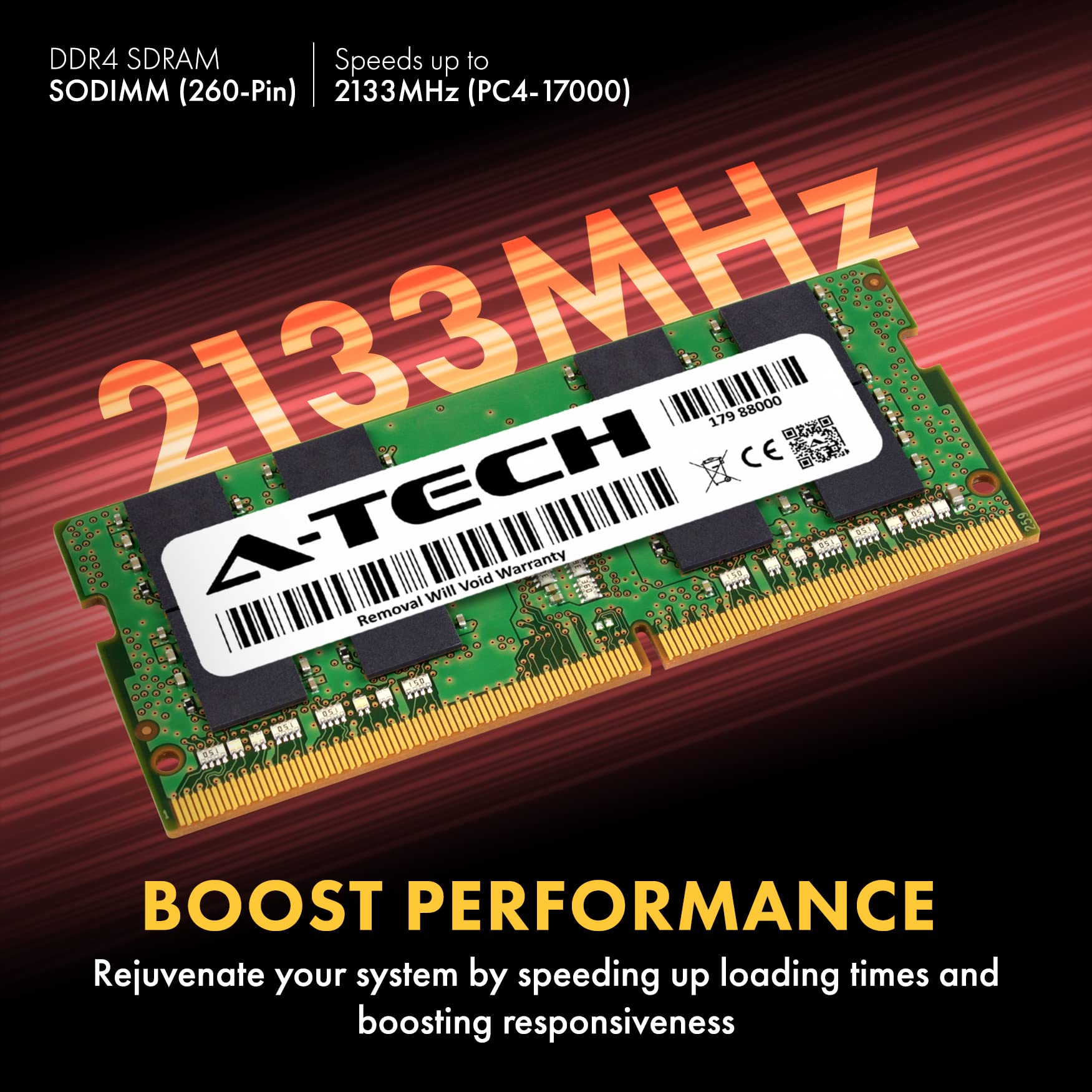 A-Tech 16GB DDR4 2133 MHz SODIMM PC4-17000 (PC4-2133P) CL15 2Rx8
