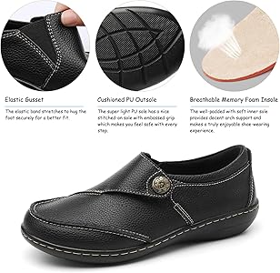 Amazon.com | TERRIKAT Women's Classic Casual Black Leather Loafers