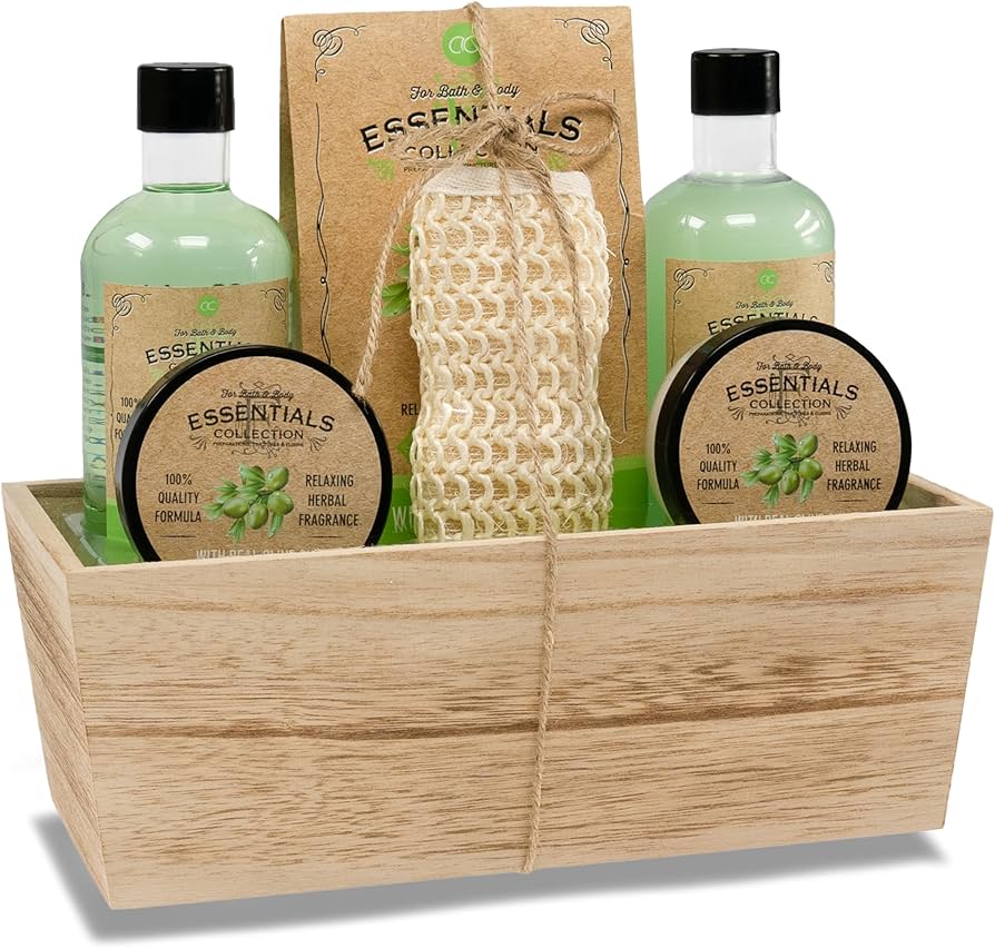Accentra gift set OLIVE in a wooden basket Bath, SPA and shower