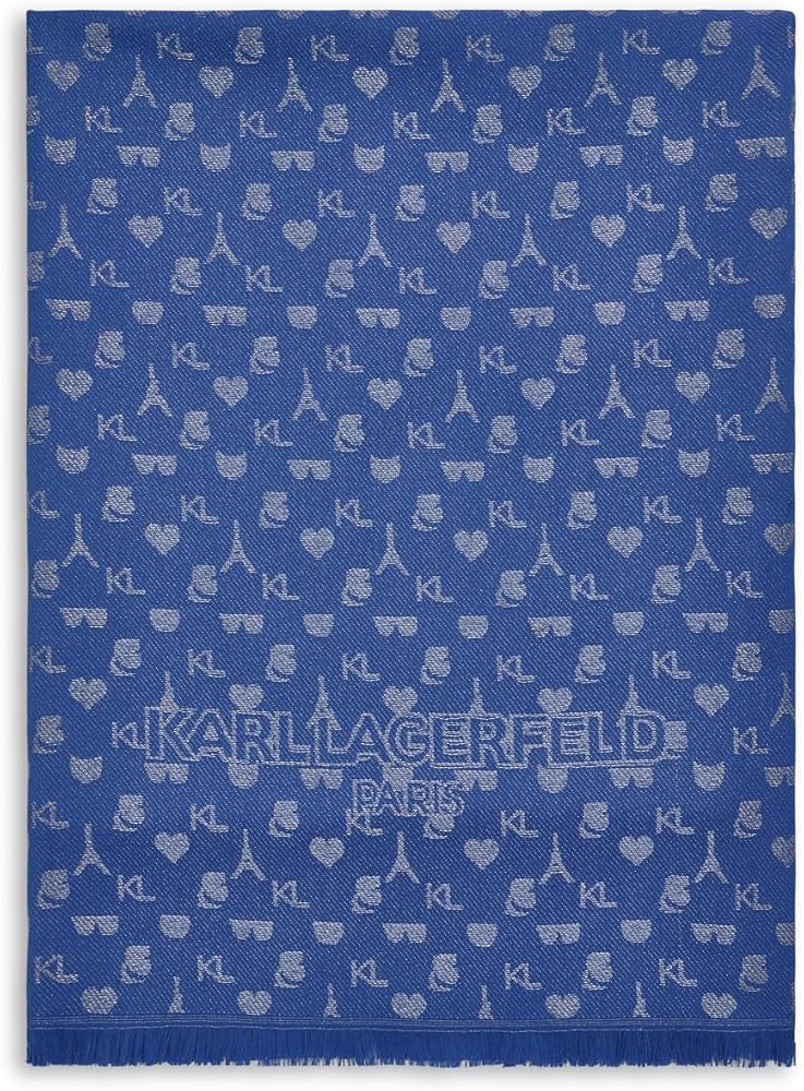 KARL LAGERFELD womens Metallic Icon Print Lightweight Pashmina