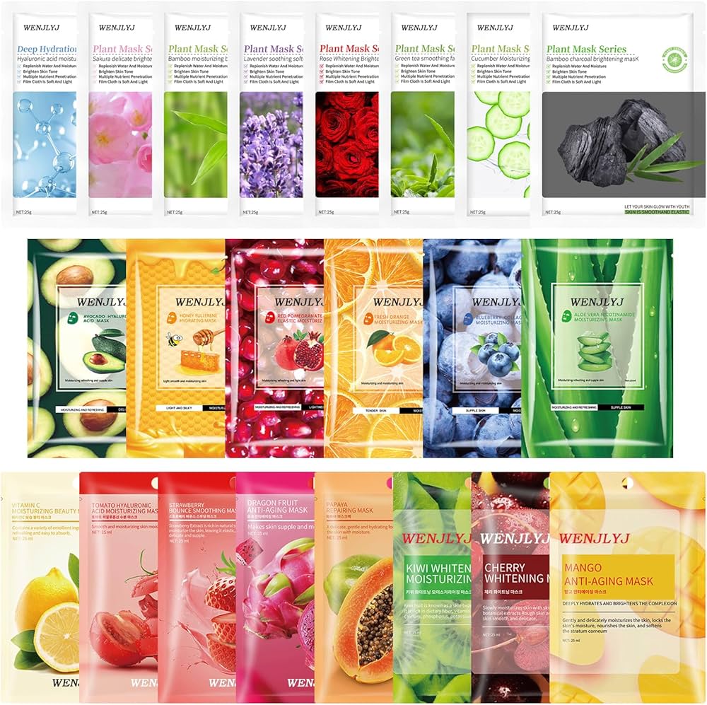 22PCS Face Mask Set,Moisturizing Facial Sheet Mask,Hydrating Face