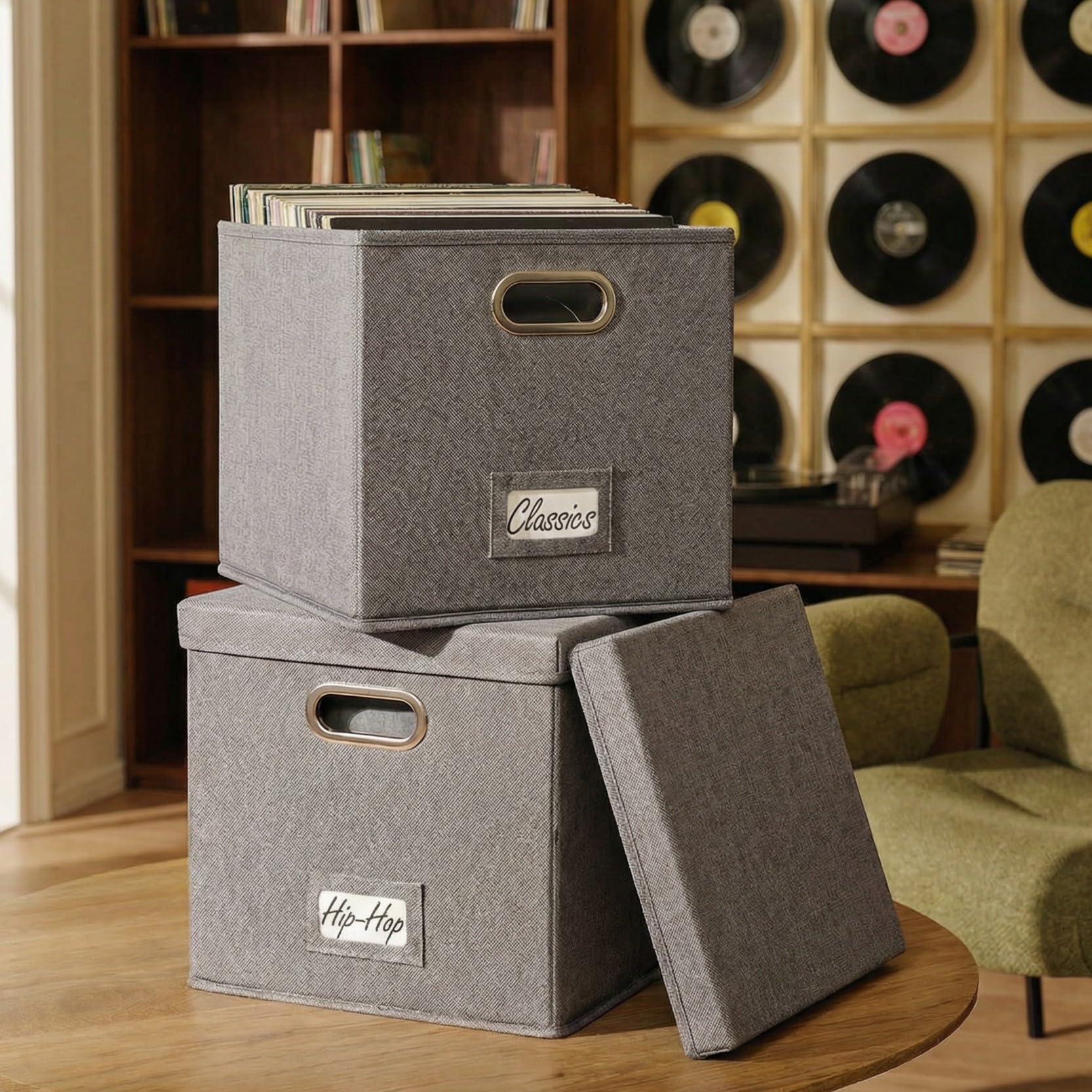 Amazon.com: ZICOTO Decorative Vinyl Record Storage Box for 50+