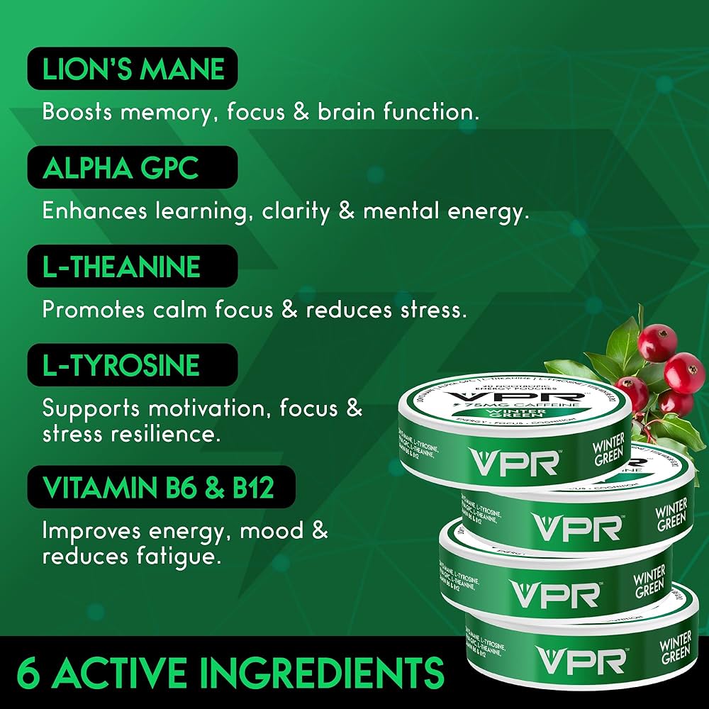 Amazon.com: VPR 75MG Caffeine Nootropic Pouches | 20 Count Energy