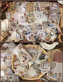 Amazon.co.jp: コラージュ 素材 シール 詰め合わせ 人気 GUAN フレーク