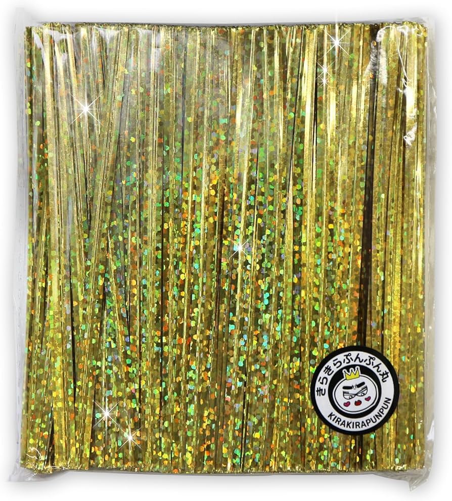 Amazon | ラッピングタイ 金 ゴールド ホログラム ワイヤー ビニール