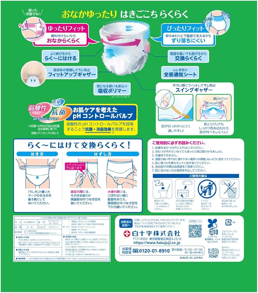 Amazon.co.jp: サルバ 白十字 パンツタイプ やわ楽 M~L 2回 34枚 大