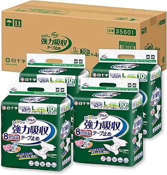 Amazon | サルバ 白十字 安心Wフィット 強力吸収 テープ止めタイプ L