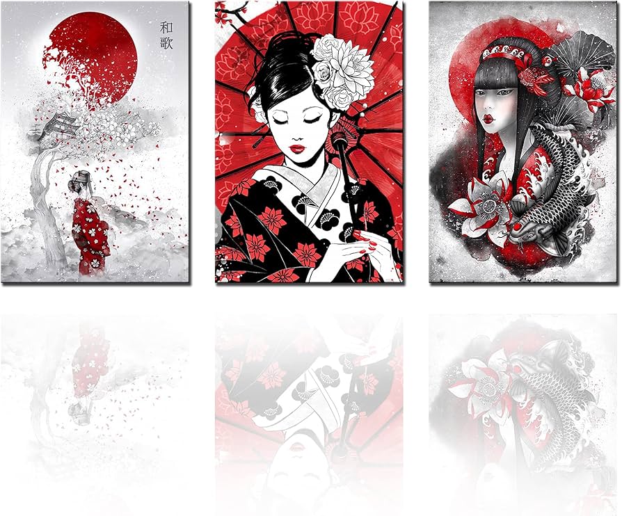 Amazon.co.jp: Tucocoo 日本美術 和風室内装飾 日本の女性芸者アート