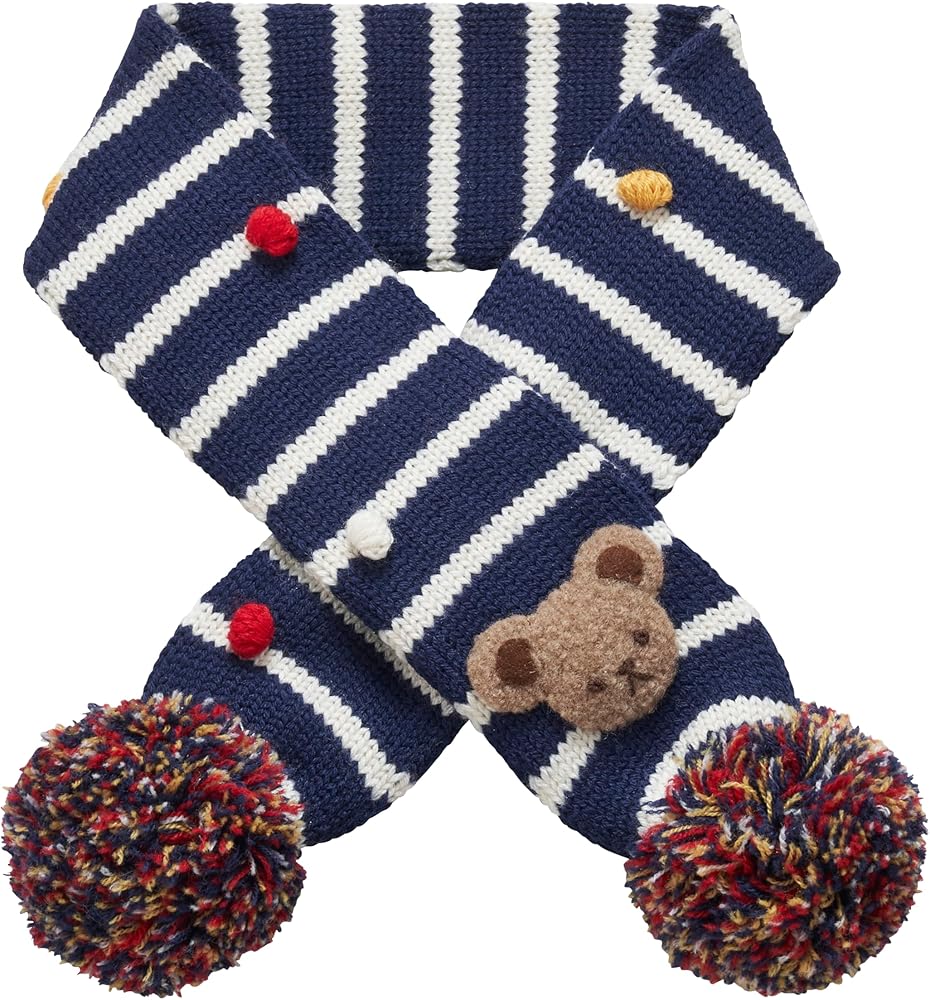Amazon.co.jp: [ミキハウス] マフラー ニット ボーダー くま キッズ