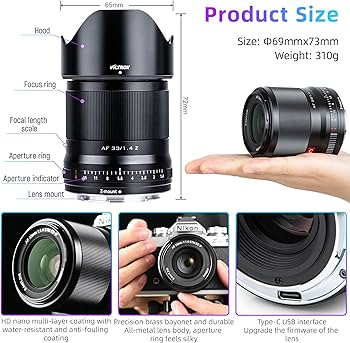 Amazon.com : VILTROX AF 33mm f/1.4 F1.4 Z Lens for Nikon Z Mount
