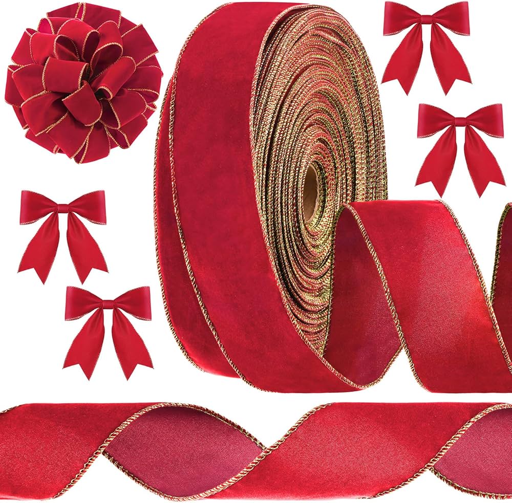 Amazon.com: Giegxin 2.5'' x 100 Yards Red Velvet Ribbon Wide Wired