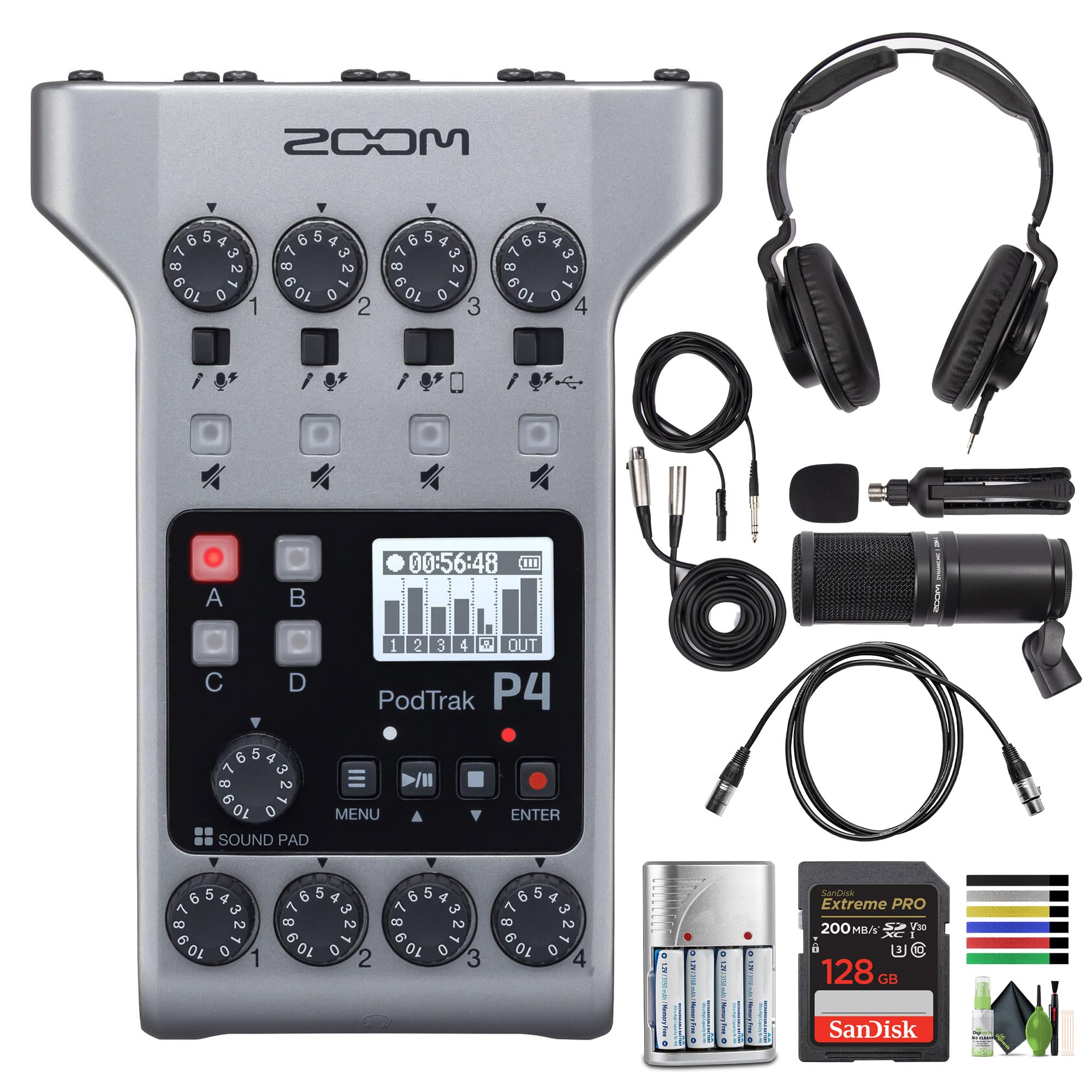 Amazon.com: Zoom PodTrak P4 Portable Multitrack Podcast Recorder +