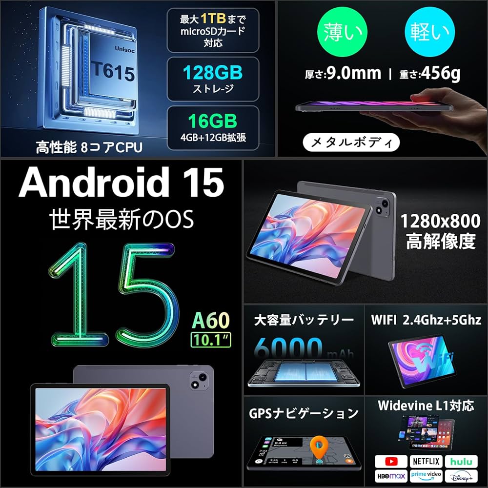 Amazon.co.jp: タブレット 10インチAndroid 高性能Wi-Fiモデル16GB+