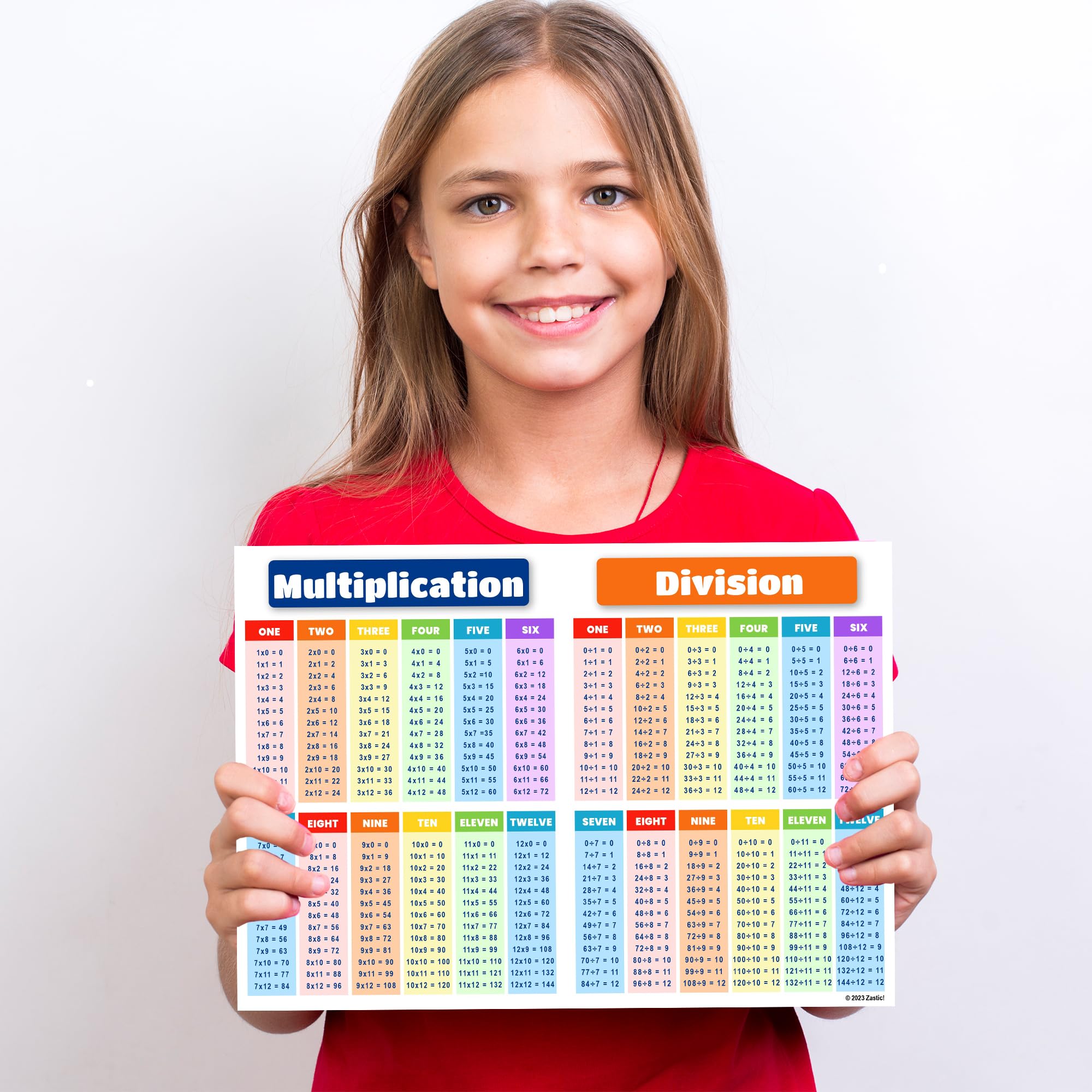 Amazon.com: Zastic! 8.5 x 11 in Small Laminated Math Table Charts