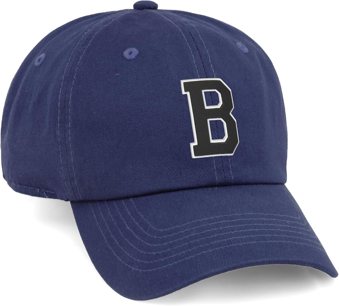 Customized Letter Intial Baseball Hat A to Z Team Colors, Navy Cap