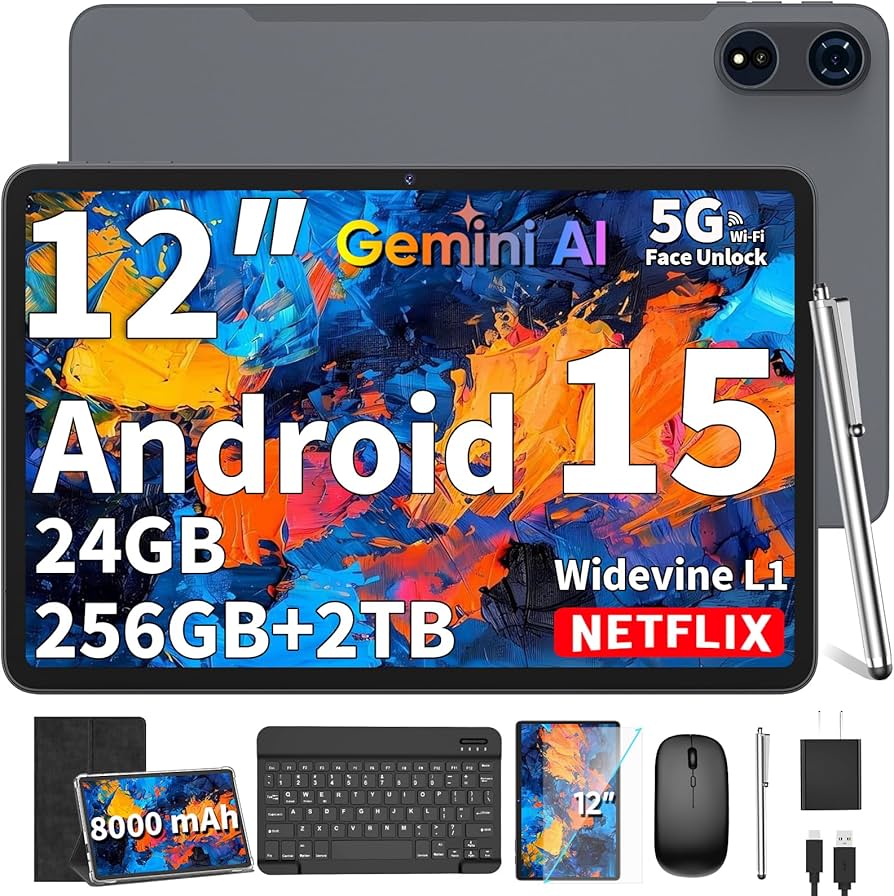 Amazon.com : 2025 12 Inch Tablet, Android 15 Tablets with Keyboard