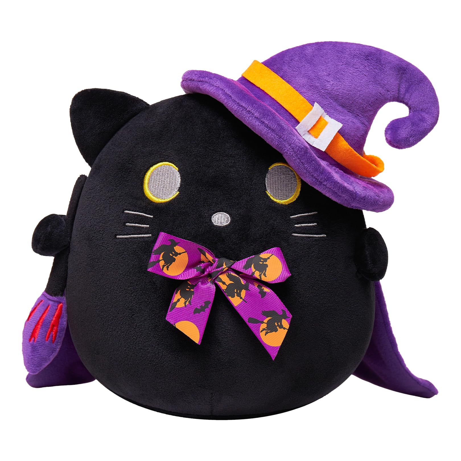 Amazon.co.jp: ハロウィン 不気味な黒猫 ぬいぐるみ 魔女の帽子