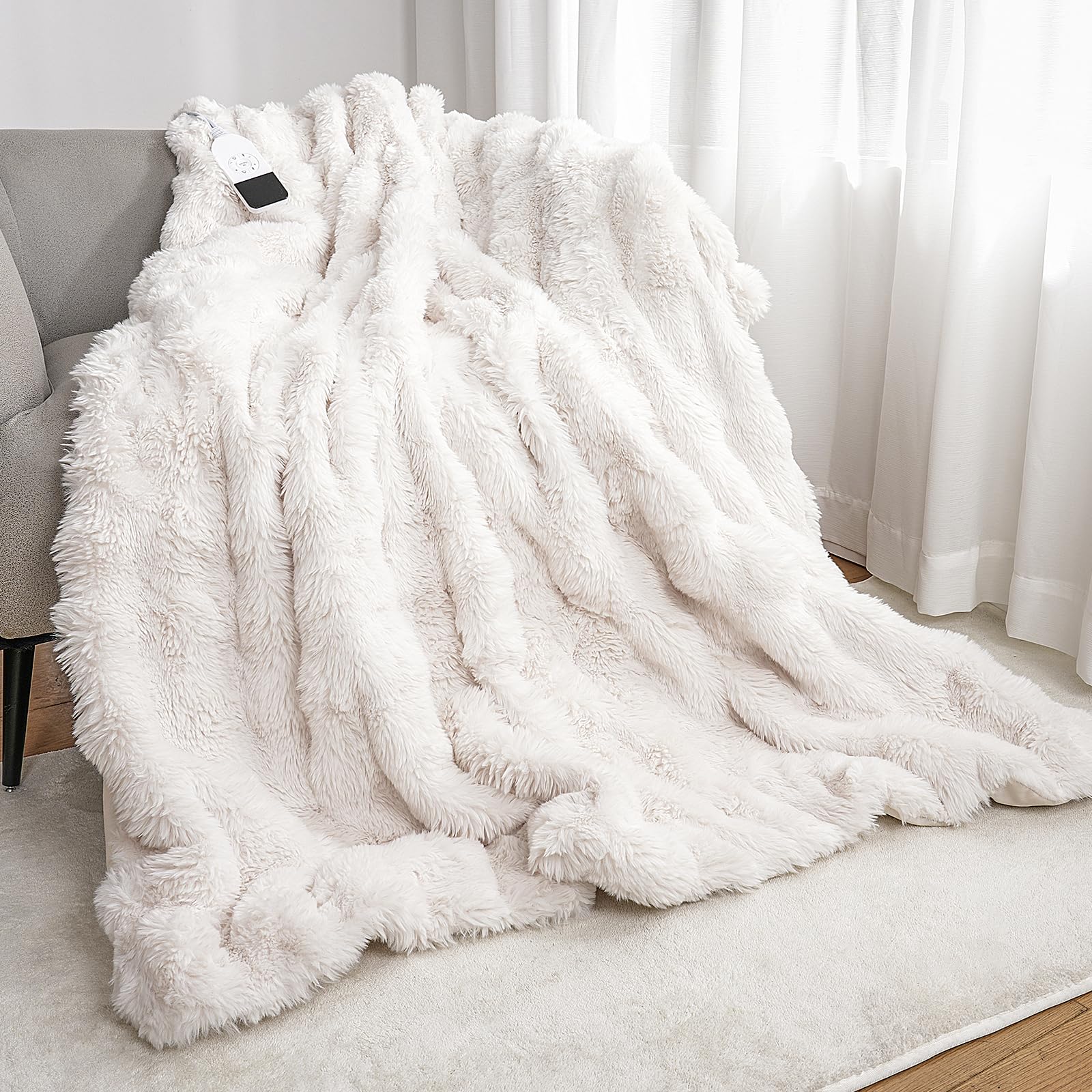 Amazon | DGV 電気毛布 ふわとろ とろける ラビットファー調 掛け 敷き