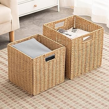 Amazon.com: Foldable Storage Baskets with Handles Paper Rope