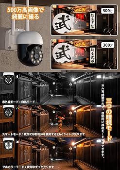 Amazon.co.jp: 【500万画素・自動追跡機能】 YESKAMOO 防犯カメラ 屋外