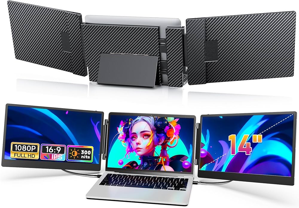 Amazon.co.jp: 14インチ デュアルディスプレイ【3画面作業 簡単に接続