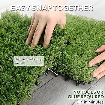 Amazon.com: XLX TURF Artificial Grass Turf Tiles Interlocking Set