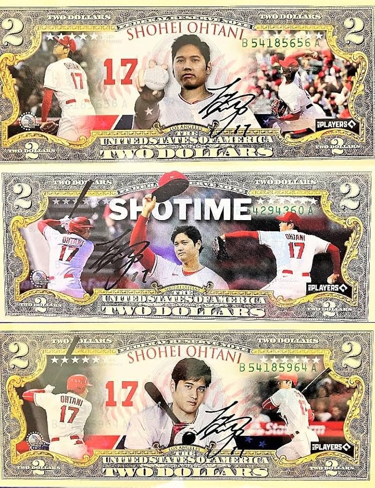 Amazon.co.jp: 3枚セット 大谷翔平 アメリカ 2ドル 紙幣 サイン