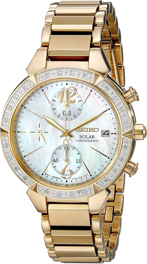 Amazon.com: Seiko Women's SSC864 Solar Gold-Tone Stainless Steel