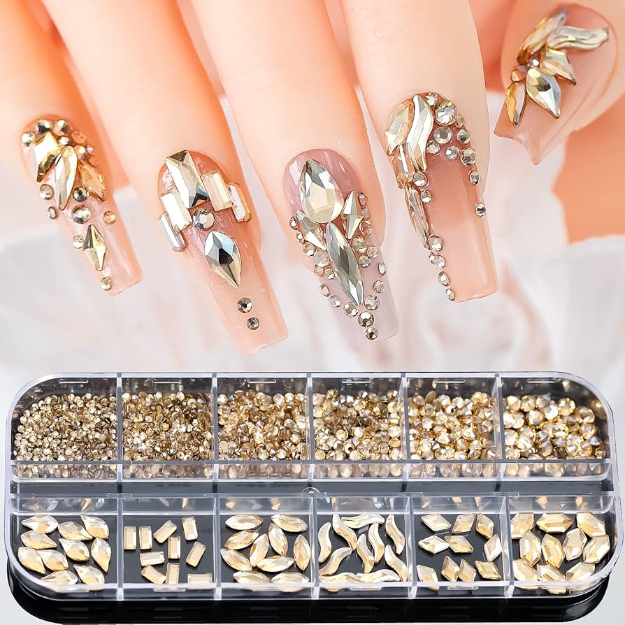 Amazon.co.jp: シャンパンゴールド クリスタル ネイル ラインストーン