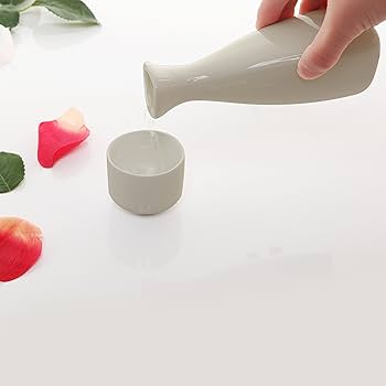 Amazon.com | MyGift White Ceramic Hot Sake Set with Tokkuri Bottle