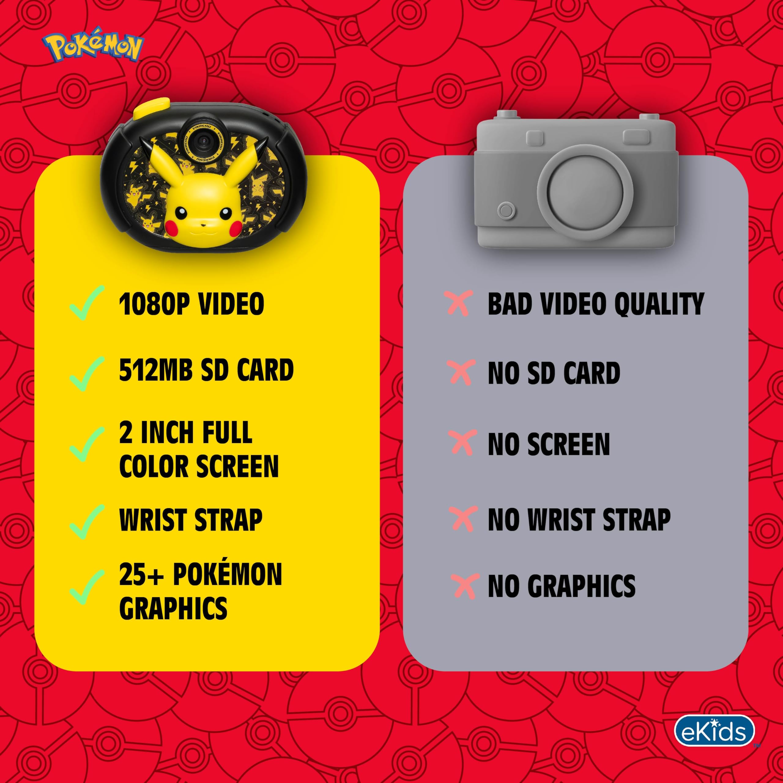 Amazon.co.jp: ekids ポケモン キッズカメラ SDカード付き ビデオ録画