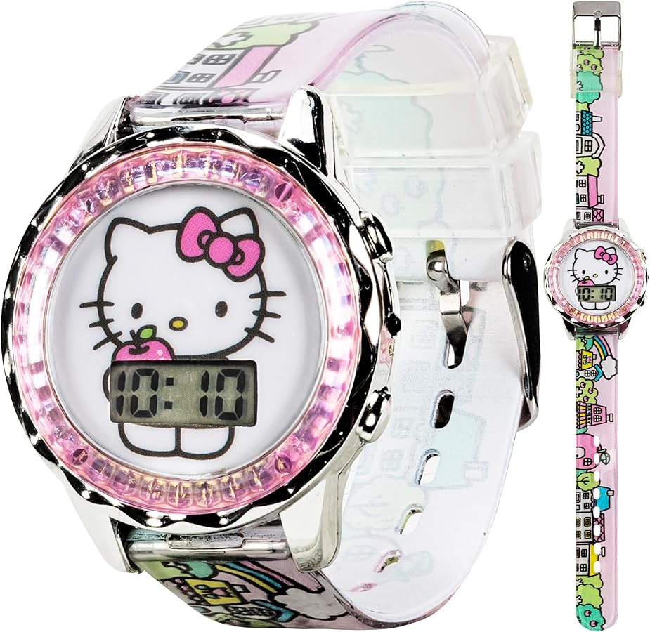 Amazon.com: Sanrio Hello Kitty Kids LCD Watch – Pink Cityscape