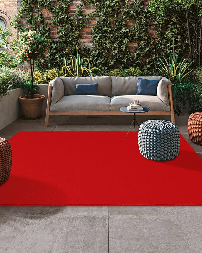 Amazon.com: Outdoor Area Rug Christmas Red Rugs 4x6ft Washable