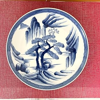 Amazon.co.jp: 有田焼山水 峯山作 大皿 染付山水 大皿 飾り皿 : 文房具