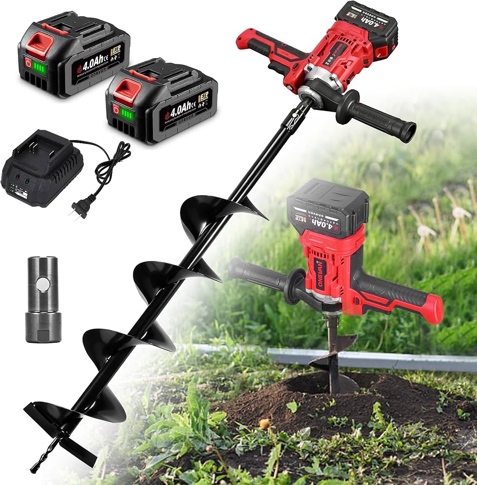 Amazon | ONEVAN アースオーガ 充電式穴掘り機 アースドリル 高効率