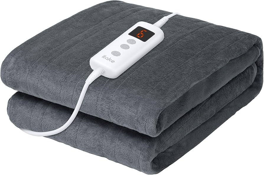 Amazon | Ilake 電気毛布 掛け敷き兼用 160x130cm フランネル 2/4/6/8