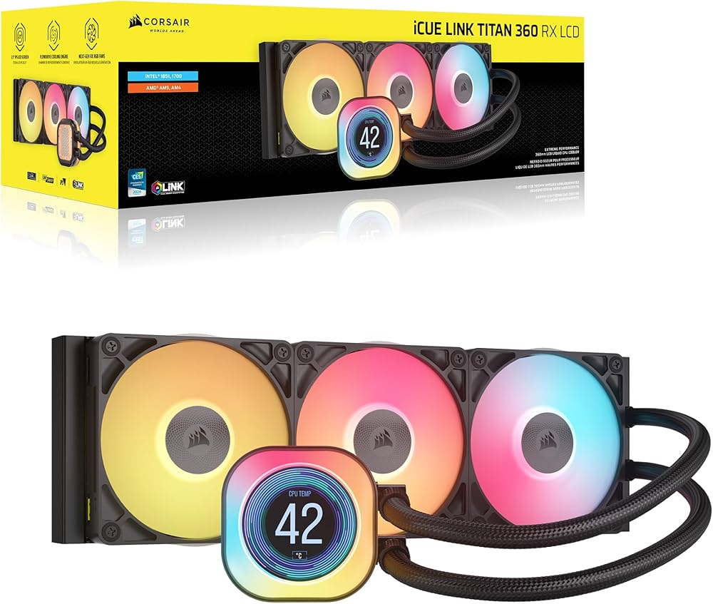 Amazon.com: CORSAIR Titan 360 RX LCD Liquid CPU Cooler, 360mm AIO