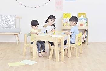 Amazon | 大和屋 ノスタ ラージデスク キッズチェアが4脚入るデスク
