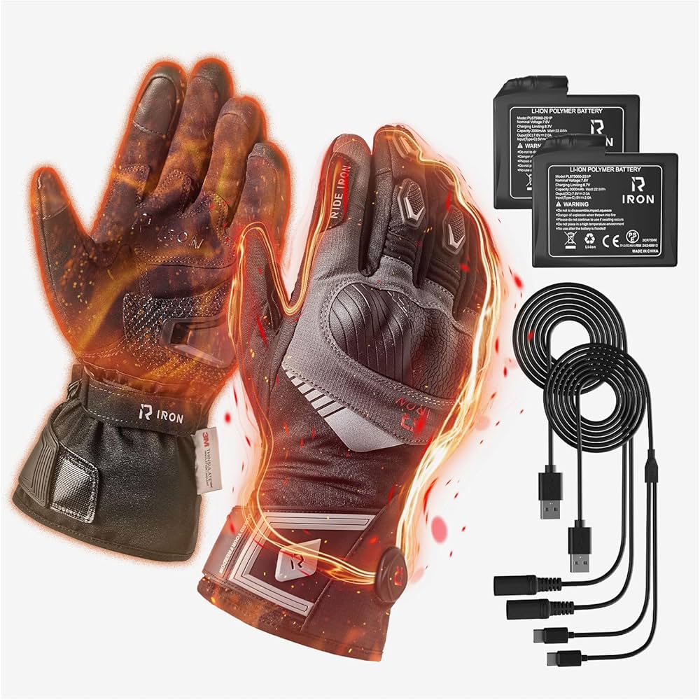 Amazon | RIDEIRON 電熱グローブ CE1レベル認証 ヒーターグローブ冬用