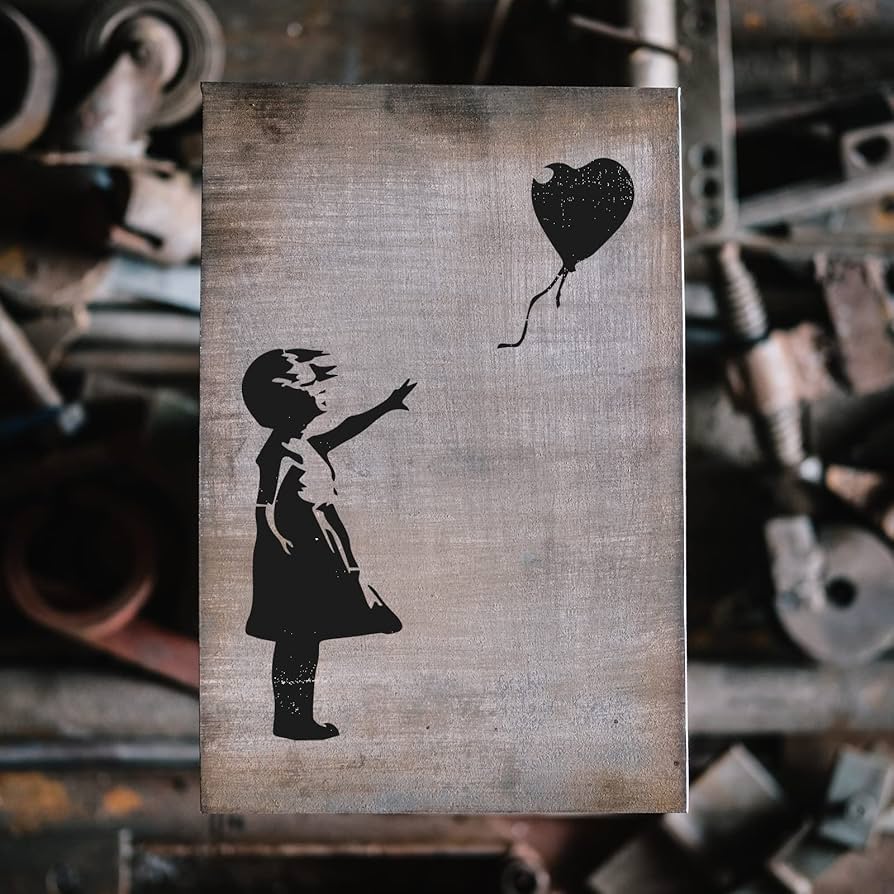 Amazon.co.jp: 女の子とバルーンバンクシーステンシル 壁や工芸用 再