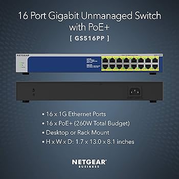 Amazon.com: NETGEAR 16-Port Gigabit Ethernet Unmanaged PoE Switch