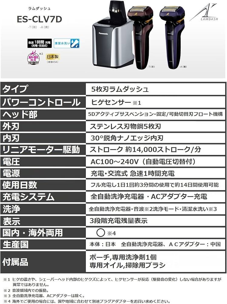 Amazon | パナソニック ラムダッシュ メンズシェーバー 5枚刃 茶 ES