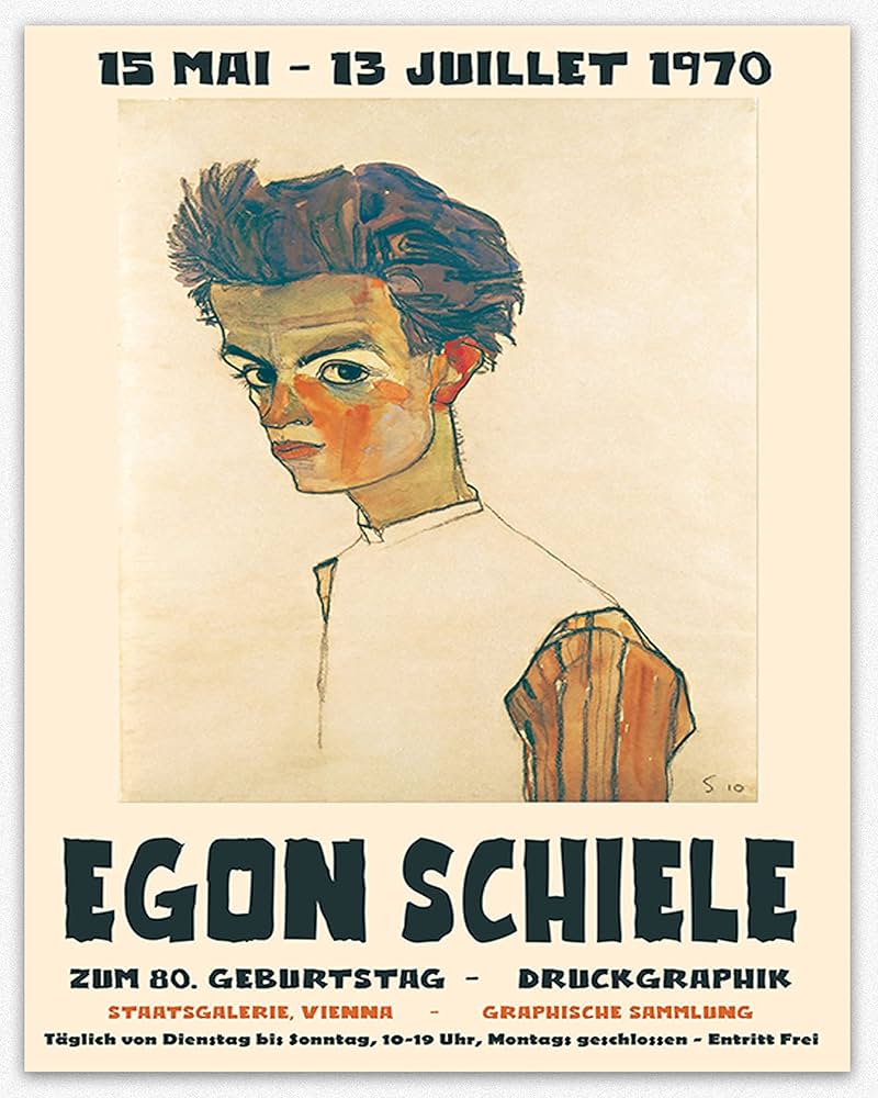 Amazon.com: Wallbuddy Egon Schiele Exhibition Poster 1970 Museum