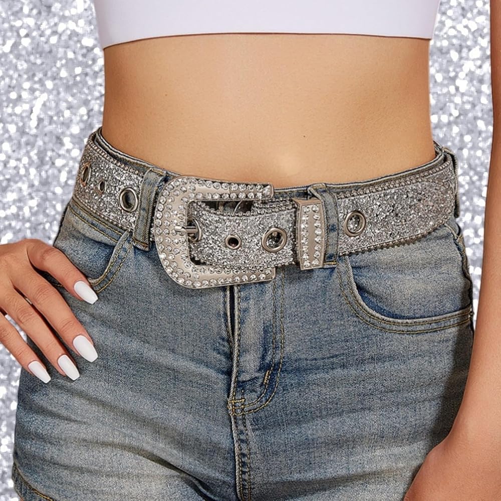 Amazon | [APOSITV] ベルト レディース ラインストーン キラキラ