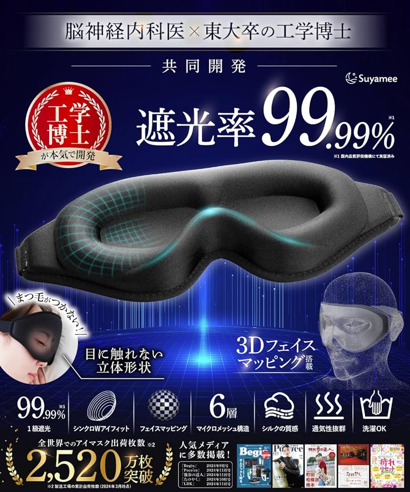 Amazon.co.jp: 【工学博士x脳の専門医が開発】 アイマスク 睡眠用