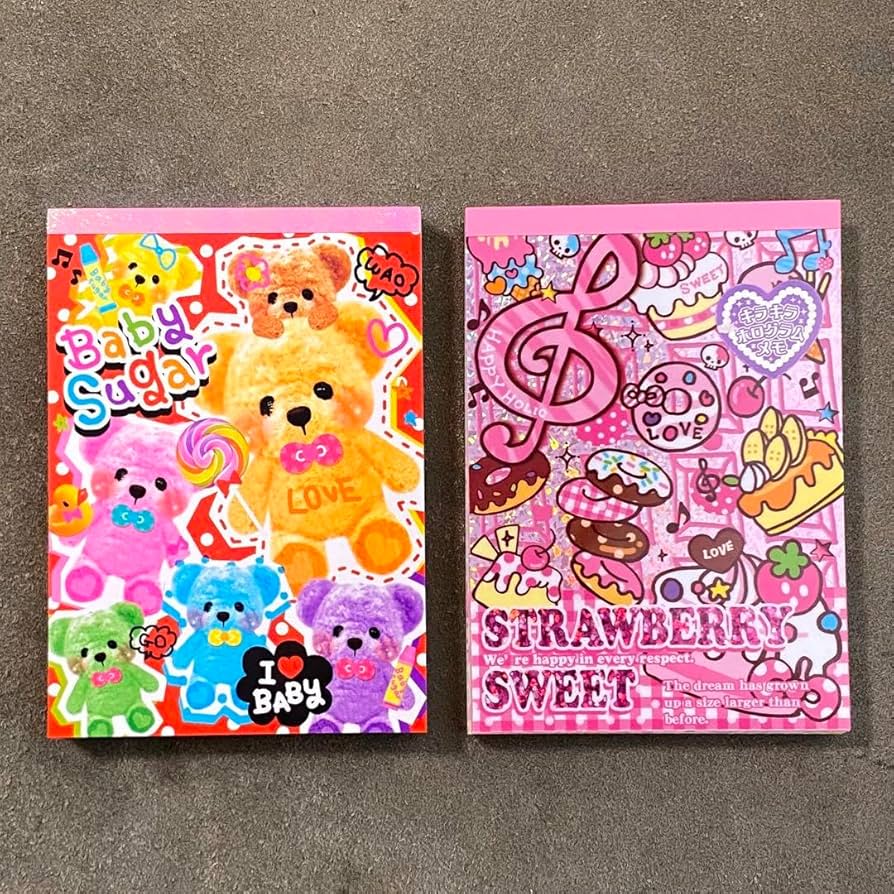 Amazon.co.jp: 平成レトロ ボリュームメモ帳 クマ いちご スイーツ