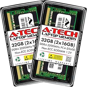 A-Tech 32GB (2x16GB) DDR4 3200 MHz SODIMM PC4-25600 (PC4-3200AA