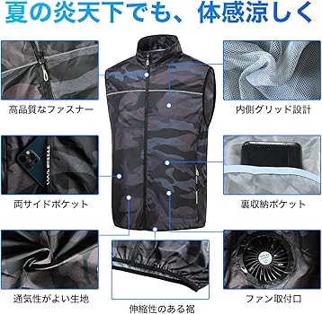 Amazon.co.jp: [YORIYOI] 空調作業服 ファン付きベスト フルセット