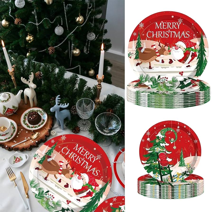 Amazon.co.jp: EOQPDECD 48枚 クリスマスプレート 7インチ 9インチ